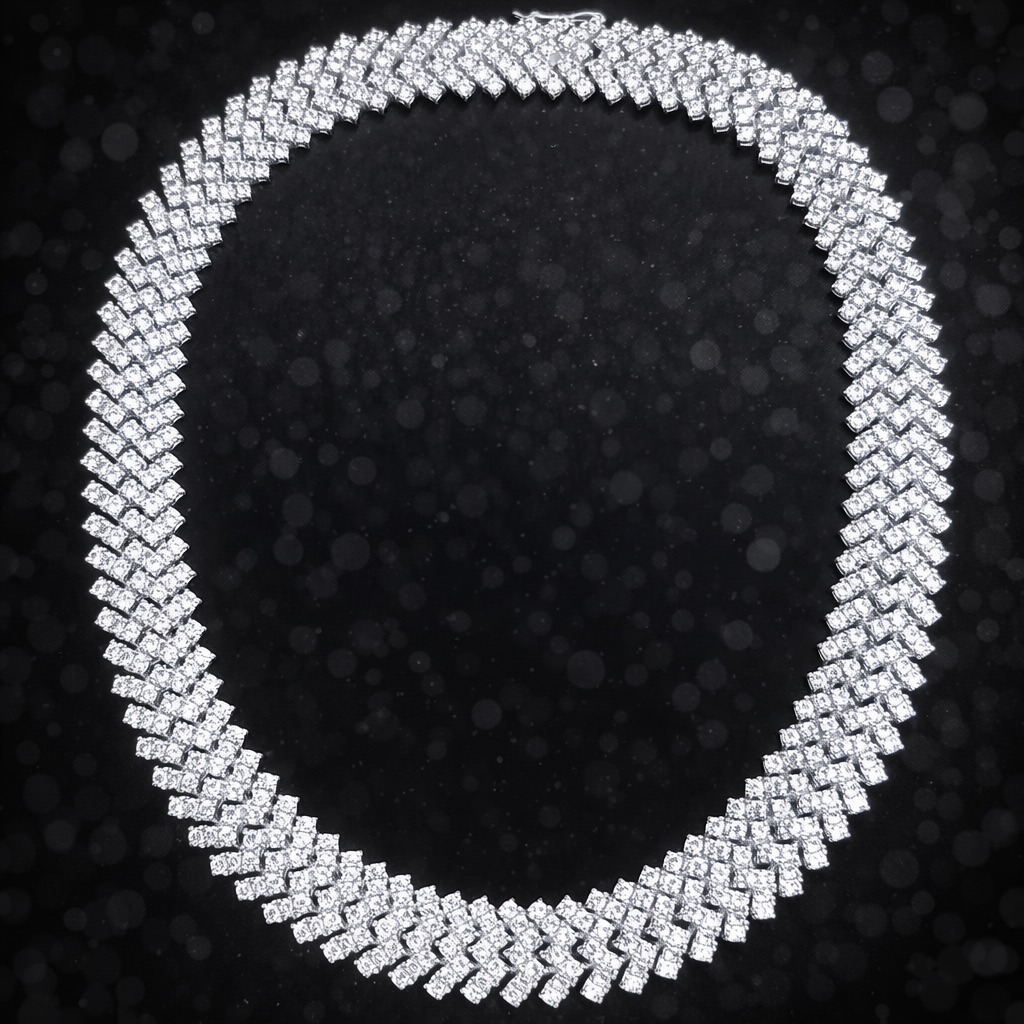 Suzanne Somers Cz Diamond Tennis Statement Necklace Sterling Silver Vintage Hsn 450$